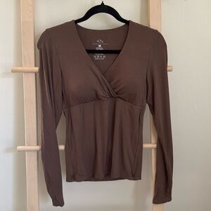 Klassy Network v Neck Brown Long Sleeve